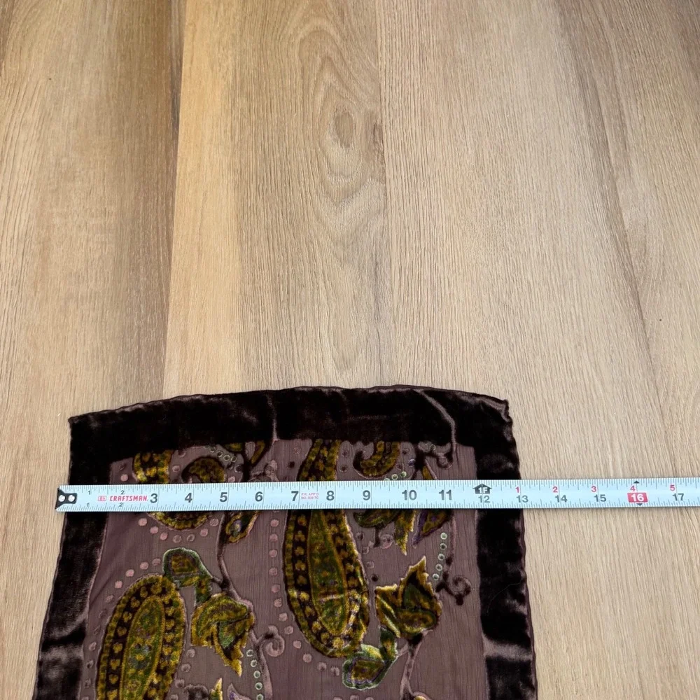 Silk Blend Velvet Burnout Paisley Scarf Plum Vintage dark romantic whimsy goth